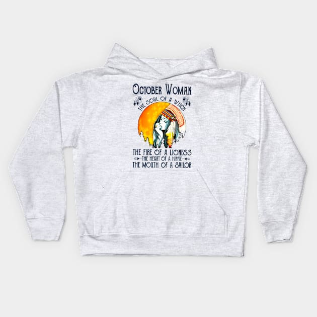 hippie october woman the soul of a witch Kids Hoodie by Phylis Lynn Spencer